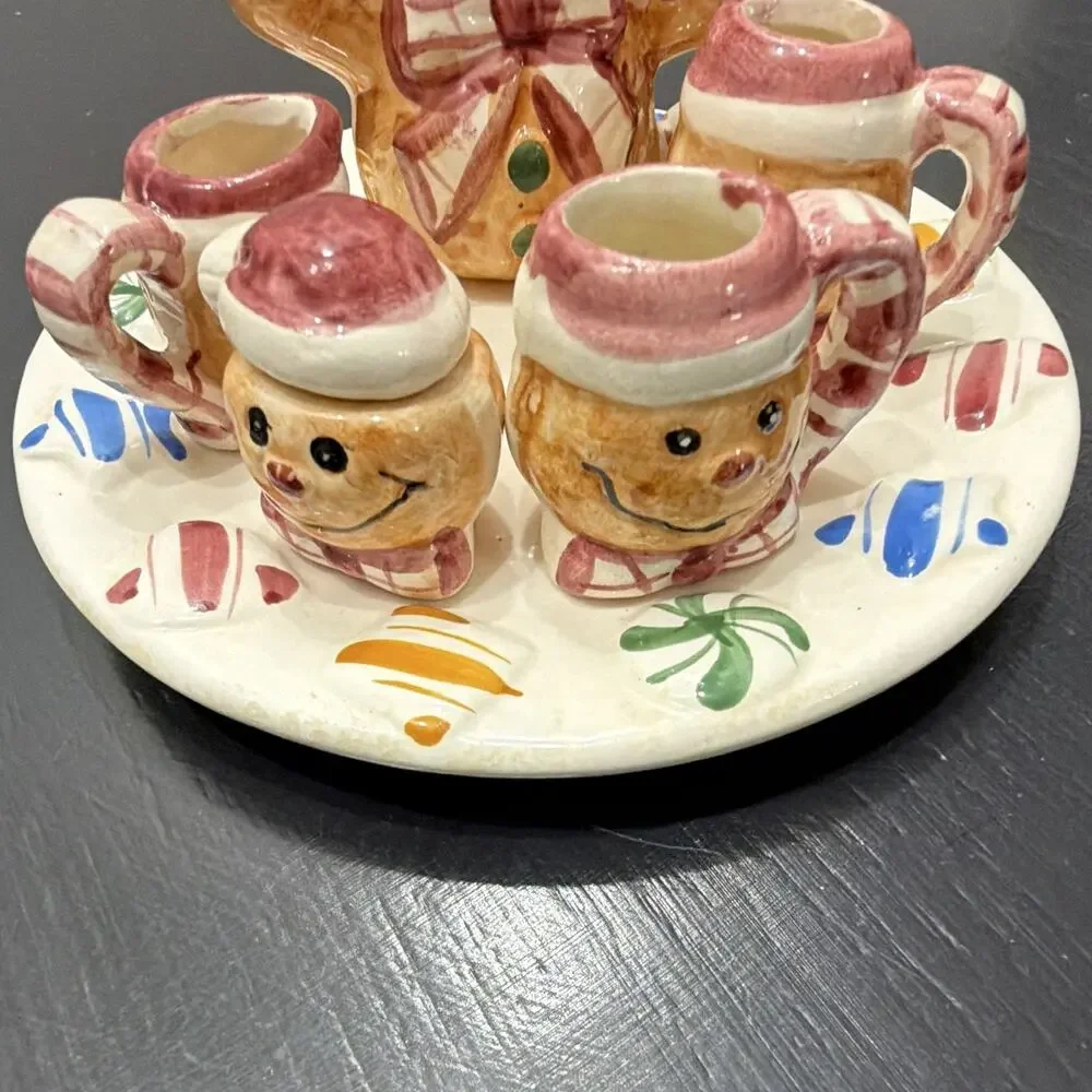 Ceramic Hand Painted Glossy Snowman Figurine Mug & Snack Plate Set, Multicolor